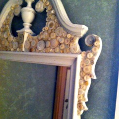 repurposed mirror with vintage buttons