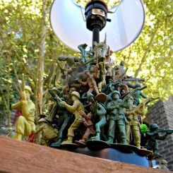 lamp upcycled with plastic army men
